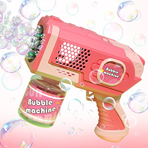 Seifenblasenmaschine, Seifenblasenpistole Kinder, Automatische Seifenblasenmaschine Mit LED-Licht Und Auslaufsicher, Sommer-Geburtstagsfeier Im Freien, Hochzeit, Soziales Spielzeug (Rosa) von FUFRE