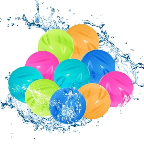 Wasserball Kinder, 10 Stück Wiederverwendbare Wasserbomben Selbstschließend, Wasserballons Wasserball Outdoor Spielzeug ab 3 jahre, Outdoor Wasserspielzeug im Sommer für Party, Wasserpark (10) von FUFRE