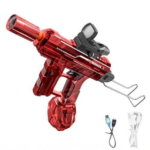Wasserpistole Elektrisch, LED Wasserspritzpistole Elektrisch bis zu 8-10m, 330ml Electric Water Gun, 500mA Wassersaug Automatische Wasserpistole, für Pool Garten Strand (Rot) von FUFRE