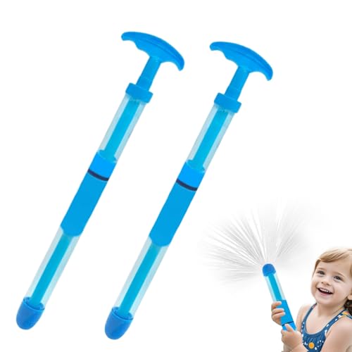 Wasserpistole Kinder, 2er Set Feuerwerks Wasserspritze Kinder, Auszieh Sommer Pool Spielzeug mit Feuerwerkseffekt, lustig Schwimmbad Spielzeug aus Kunststoff, für Outdoor Pool Beach Party (blau) von FUFRE