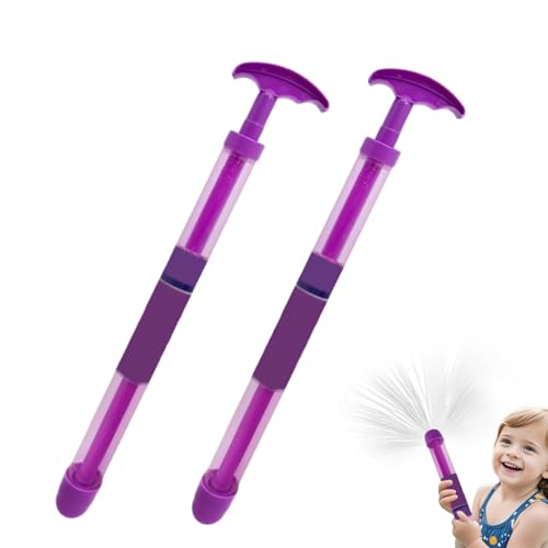 Wasserpistole Kinder, 2er Set Feuerwerks Wasserspritze Kinder, Auszieh Sommer Pool Spielzeug mit Feuerwerkseffekt, lustig Schwimmbad Spielzeug aus Kunststoff, für Outdoor Pool Beach Party (lila) von FUFRE