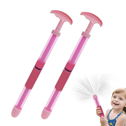 Wasserpistole Kinder, 2er Set Feuerwerks Wasserspritze Kinder, Auszieh Sommer Pool Spielzeug mit Feuerwerkseffekt, lustig Schwimmbad Spielzeug aus Kunststoff, für Outdoor Pool Beach Party (rosa) von FUFRE