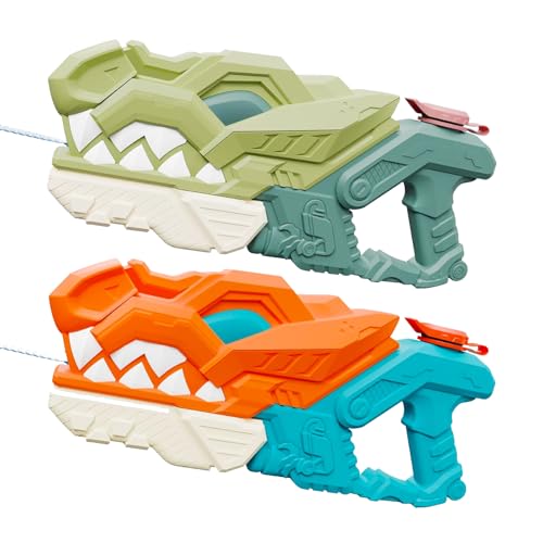 Wasserpistole Kinder Dinosaurier, 580ml Wasserspritzpistole für Mädchen Junge, Wasserpistole 7-10M Großer Reichweite, Spritzpistole Wasser Kinder Wasserspielzeug für Sommer Schwimmbad Strand (2PCS) von FUFRE