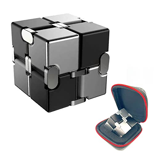 FUFUYOU Metall-Fidget-Spielzeug, Unendlichkeitswürfel für Männer, Angst- und Stressabbau, Aluminiumlegierung (Schwarz und Silber) von FUFUYOU