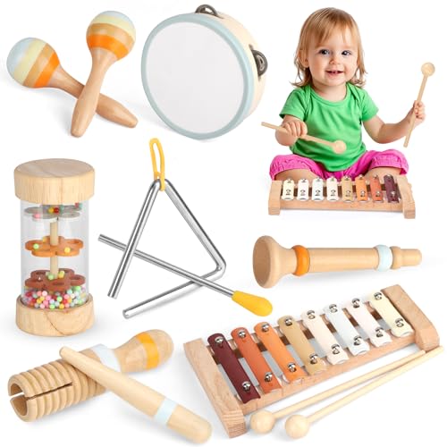 FUIOCOCP Musikinstrumente für Kinder, Montessori Spielzeug, Baby Xylophon, Holz, Braun, Kindermusikinstrumente-Set, Musikspielzeug für Jungen und Mädchen ab 1 Jahr FUIOCOCP Musikinstrumente für Kinder, Montessori Spielzeug, Baby Xylophon, Holz, Braun, Kindermusikinstrumente-Set, Musikspielzeug für Jungen und Mädchen ab 1 Jahr von FUIOCOCP