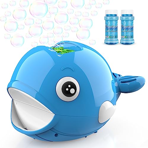 Seifenblasenmaschine Kinder mit 2 Flüssigkeit, Automatische Seifenblasen Spielzeug mit 3000+ Bubbles/Min, Bubble Maker Maschine für Junge Mädchen Outdoor Geschenk für Garten Weihnachten Party Hochzeit von FUIOCOCP