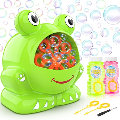 Seifenblasenmaschine mit 2 Flaschen Seifenblasen, Kinderspielzeug Automatisch Luftblasen Maschine für Kinder Jungen Mädchen Badewanne Spiele Garten Outdoor Spielzeug Geschenk ab 3 4 5 6 7 Jahre von FUIOCOCP