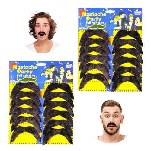 FUIPVGI 02-bazihuzi Herrenschnurrbart, künstlicher Schnurrbart, zum Aufkleben, realistische und wiederverwendbare Verkleidungen, ideal für Halloween, Cosplay, Partys, 24 Stück FUIPVGI 02-bazihuzi Herrenschnurrbart, künstlicher Schnurrbart, zum Aufkleben, realistische und wiederverwendbare Verkleidungen, ideal für Halloween, Cosplay, Partys, 24 Stück von FUIPVGI