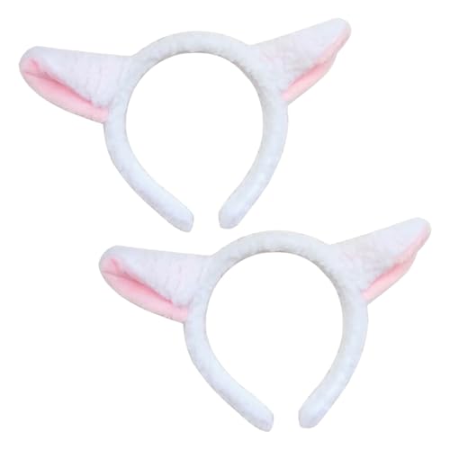 FUIPVGI 2 Stück Plüsch Schafohr Hairhoop Lamm Stirnband Schaf-Stirnbänder Niedliche Party Kopfbedeckung Tierkopfbedeckung Pelzige Ohr Stirnband für Halloween Party Dekoration (2 Stück) von FUIPVGI