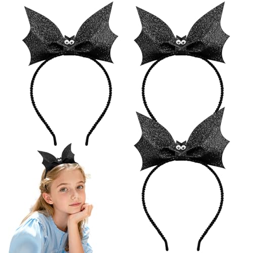 FUIPVGI 3 Stück Halloween Fledermaus-Stirnband, Fledermausflügel, Stirnband, schwarz, Fledermaus, Halloween, Kostümzubehör, Hexen-Kopfbedeckung für Erwachsene, Kinder, Herren, Damen, Unisex, schwarz FUIPVGI 3 Stück Halloween Fledermaus-Stirnband, Fledermausflügel, Stirnband, schwarz, Fledermaus, Halloween, Kostümzubehör, Hexen-Kopfbedeckung für Erwachsene, Kinder, Herren, Damen, Unisex, schwarz von FUIPVGI