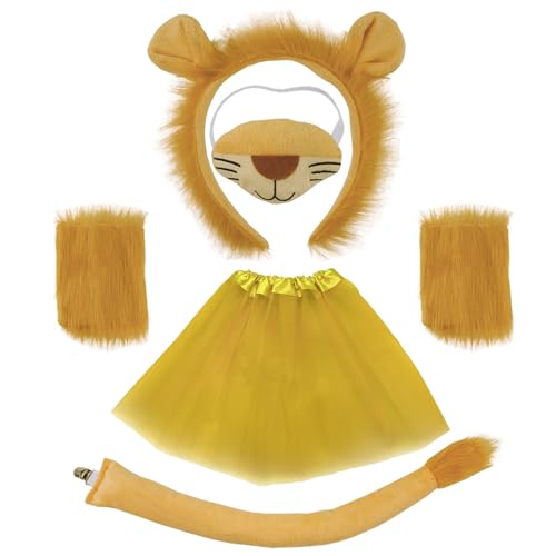 FUIPVGI 5 Stück Löwenkostüm,Löwenohren Stirnband Löwenschwanz Nase Klaue Handschuhe und Röcke,Löwe Fancy Dres für Kinder Erwachsene Halloween Cosplay Geburtstag Karneval Tier Thema Party (Löwe) FUIPVGI 5 Stück Löwenkostüm,Löwenohren Stirnband Löwenschwanz Nase Klaue Handschuhe und Röcke,Löwe Fancy Dres für Kinder Erwachsene Halloween Cosplay Geburtstag Karneval Tier Thema Party (Löwe) von FUIPVGI