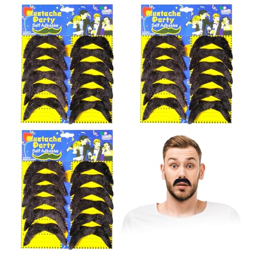 FUIPVGI Künstlicher Schnurrbart für Herren, 36 Stück, schwarz, künstlicher Schnurrbart, Schnurrbart, zum Aufkleben, realistische und wiederverwendbare Verkleidungen, ideal für Halloween, Cosplay, FUIPVGI Künstlicher Schnurrbart für Herren, 36 Stück, schwarz, künstlicher Schnurrbart, Schnurrbart, zum Aufkleben, realistische und wiederverwendbare Verkleidungen, ideal für Halloween, Cosplay, von FUIPVGI