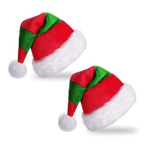 FUIPVGI Weihnachtsmütze, luxuriöse Weihnachtsmannmütze, Plüschmütze, Weihnachtsmannmütze, Urlaub für Erwachsene, Unisex, gestreift, rot und grün, Weihnachts-Stirnband für Neujahr, festliches FUIPVGI Weihnachtsmütze, luxuriöse Weihnachtsmannmütze, Plüschmütze, Weihnachtsmannmütze, Urlaub für Erwachsene, Unisex, gestreift, rot und grün, Weihnachts-Stirnband für Neujahr, festliches von FUIPVGI