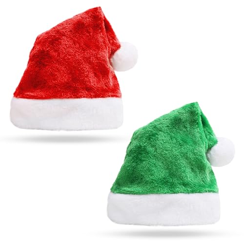 FUIPVGI Weihnachtsmütze, rot-grüne Weihnachtsmütze, 40 x 30 cm, Weihnachtsmütze für Erwachsene, luxuriöse Weihnachtsmütze, Plüschmütze, Weihnachtsmannmütze, für Weihnachtsmütze, Dekorationen, FUIPVGI Weihnachtsmütze, rot-grüne Weihnachtsmütze, 40 x 30 cm, Weihnachtsmütze für Erwachsene, luxuriöse Weihnachtsmütze, Plüschmütze, Weihnachtsmannmütze, für Weihnachtsmütze, Dekorationen, von FUIPVGI