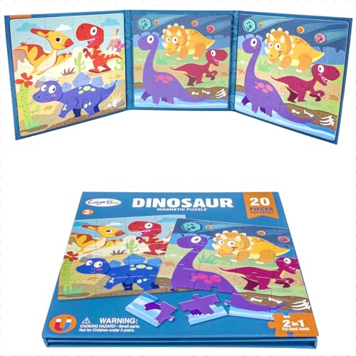 Magnetpuzzle Magnetische Puzzle ab 3 Jahre, Magnetic Puzzle Book (Cartoon-Dino) von FUJIAN