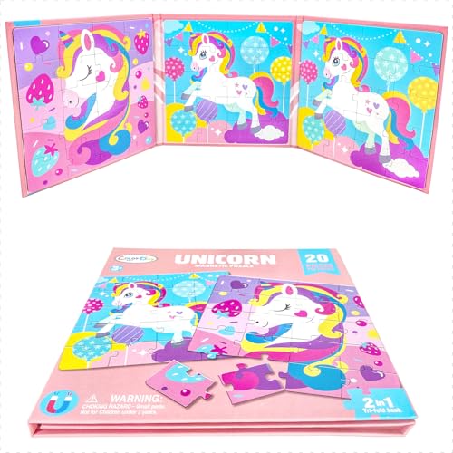 Magnetic Puzzle Book for Kids Ages 3-5, Magnetpuzzle Magnetische Puzzle ab 3 Jahre (Einhorn) von FUJIAN
