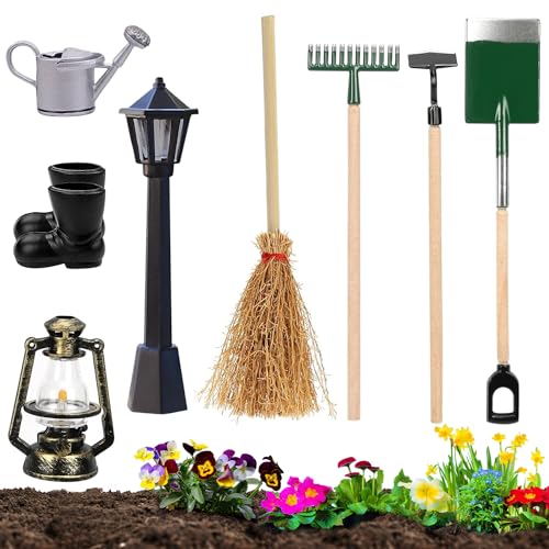 8 Stück Miniatur Wichtel Zubehör Garten, FUKPO Puppenhaus Zubehör Garten 1 12 mit Gießkanne Spaten Schaufel Harke Rechen Stiefel Öllampe Straßenlaterne Besen, Gartenmöbel Gartengeräte Deko Mini Set 8 Stück Miniatur Wichtel Zubehör Garten, FUKPO Puppenhaus Zubehör Garten 1 12 mit Gießkanne Spaten Schaufel Harke Rechen Stiefel Öllampe Straßenlaterne Besen, Gartenmöbel Gartengeräte Deko Mini Set von FUKPO