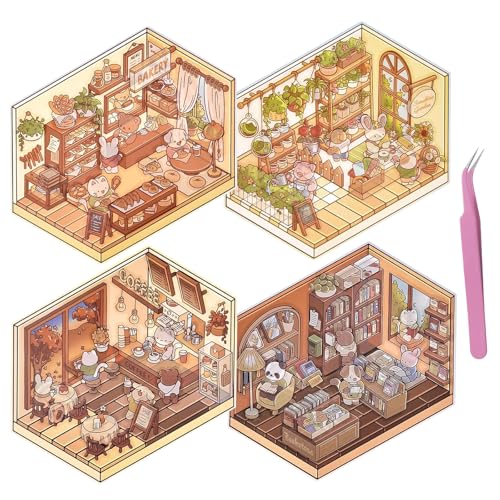 FULHANY 4 Set 3d Sticker,Sticker Scene,House Stickers,Gestalten Sie Ihren Eigenen Blumenraum,Ihr Eigenes Café,Ihren Eigenen Buchladen Oder Ihre Eigene BäCkerei FULHANY 4 Set 3d Sticker,Sticker Scene,House Stickers,Gestalten Sie Ihren Eigenen Blumenraum,Ihr Eigenes Café,Ihren Eigenen Buchladen Oder Ihre Eigene BäCkerei von FULHANY
