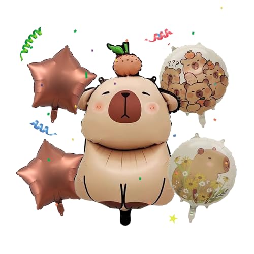FULHANY 5 StüCk Luftballons Tiere - Capybara - Folienballon,Niedliche Kugelfisch Anime-Thema Kinderparty Dekoration Ballon Geburtstagsfeier Hochzeit Festival Ballon von FULHANY