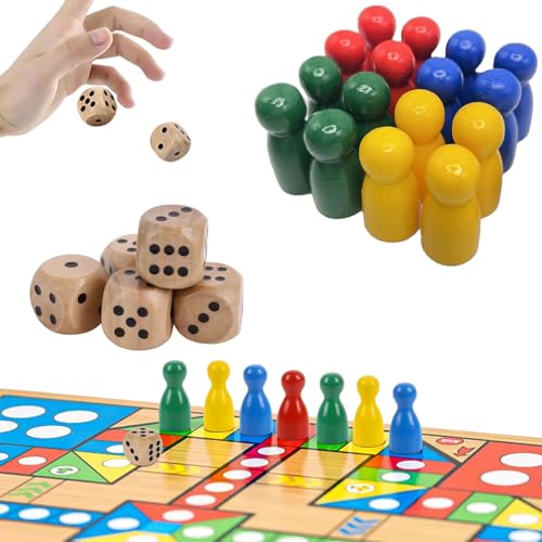 FULHANY 80 StüCk Spielfiguren - Spielfiguren FüR Brettspiele 4 Farben FüR Multiplayer-Spiele, Wettbewerbe Oder Spaß - 25 X12mm Spielfiguren Kinder - Bringen Sie 5 WüRfel Mit von FULHANY