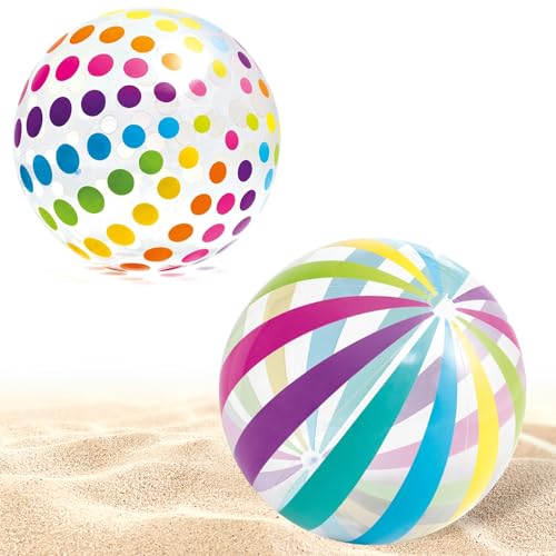 FULHANY2 StüCk Beachball - Wasserball Aufblasbar - 53 cm Farbige Punktewasserball - Aufblasbare SpielzeugbäLle FüR Hawaiianische Partys, Strandpartys Und SchwimmbäDer von FULHANY
