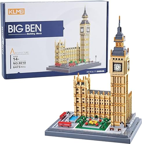 Big Ben Bausteine Bausatz, 6473 Klemmbausteine Modular London Uhrenturm Modellbausatz, Micro Bricks Konstruktionsspielzeug Nicht Kompatibel mit Großen Marken von FULHOLPE