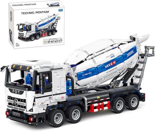 FULHOLPE Technik Betonmischer-LKW Bausteine Modellbausatz, 2432 Klemmbausteine LKW 2.4G/APP RC Mischmaschine Bauset Konstruktionspielzeug Kompatibel mit Großen Marken von FULHOLPE