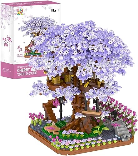 FULHOLPE Sakura Baum Bausteine Bausatz, 2200+ Klemmbausteine Modular Japanische Kirschblütenbaum Modellbausatz, Konstruktionsspielzeug Nicht Kompatibel mit Großen Marken Baumhaus von FULHOLPE