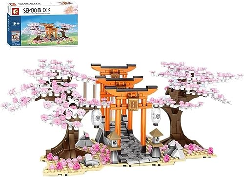 Sakura Baum Bausteine mit Minifiguren Bausatz, 647+ Klemmbausteine Modular Japanische Kirschblütenbaum Modellbausatz mit Bauplatten und Licht, Konstruktionsspielzeug für Großen Marken Baumhaus von FULHOLPE
