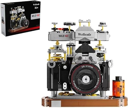 FULHOLPE Technik Kamera Modellbausatz, 1027 Teile Retro Kamera Bauset, Klemmbausteine Kompatibel mit Großen Marken von FULHOLPE