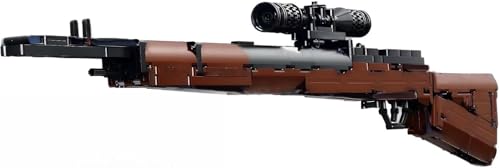 FULHOLPE Technik Schießwaffe Bausteine, Mauser Kar98K Scharfschützengewehr Bausatz Modell mit Schussfunktion, 882 Klemmbausteine Gewehr Waffen Konstruktionspielzeug Kompatibel mit Großen Marken von FULHOLPE