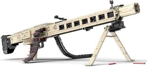 FULHOLPE Technik Schießwaffe Bausteine, Technik MG-42 Maschinengewehr Bausatz Modell mit Schussfunktion, 1886+ Klemmbausteine Gewehr Waffen Bauset Konstruktionspielzeug Kompatibel mit Großen Marken von FULHOLPE