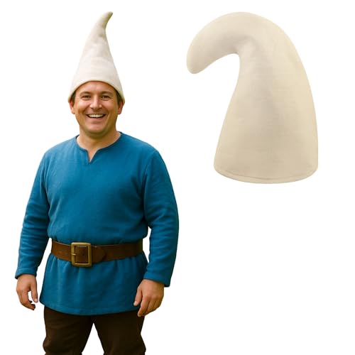 Weißer Zwergenhut für Erwachsene, Kostümzubehör für Männer und Frauen, weiche Kegelmütze für Halloween, Märchen, Elf, Zwerg, Wald, Garten, Cosplay-Partys Weißer Zwergenhut für Erwachsene, Kostümzubehör für Männer und Frauen, weiche Kegelmütze für Halloween, Märchen, Elf, Zwerg, Wald, Garten, Cosplay-Partys von FUN FABLES
