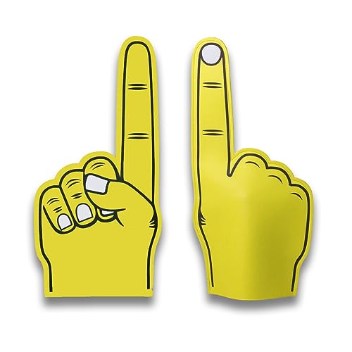 FUN FAN LINE - Riesige farbige Eva-Gummi Hand. Handschuh mit Finger riesen. Doppelseitiger Druck und Starke Nahte. Paket fur Feiern, Partydekoration, Partys und Sportjubel. (Gelb, 3 Stück) von FUN FAN LINE