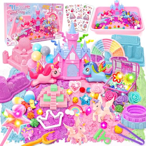 FUNCREVITY Einhorn Sand Sandbox Set Sand Spielzeug 118 Stück Einhorn Magic Sand Spielsand Strandwerkzeuge Sensorisch Sandspielzeug Zaubersand Einhorn Geschenke für Mädchen Jungen FUNCREVITY Einhorn Sand Sandbox Set Sand Spielzeug 118 Stück Einhorn Magic Sand Spielsand Strandwerkzeuge Sensorisch Sandspielzeug Zaubersand Einhorn Geschenke für Mädchen Jungen von FUNCREVITY