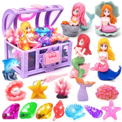 FUNCREVITY Tauchspielzeug Pool Spielzeug Tauchtiere Schwimmbad Spielzeug mit Meerjungfrau Meerestieren Figuren und Edelsteine für Kinder von FUNCREVITY