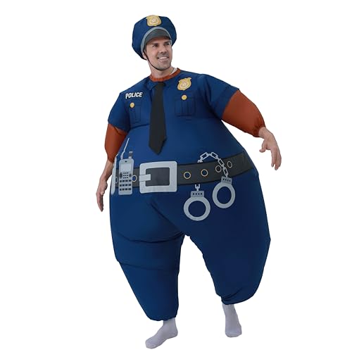 FUNFOCUS Aufblasbares Polizeikostüm, Erwachsene, Polizeikostüm, aufblasbar, lustiger Sumo-Anzug für Männer und Frauen, Halloween-Party von FUNFOCUS