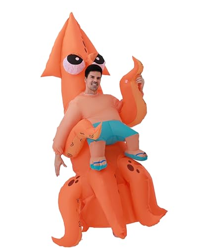 FUNFOCUS Aufblasbares Tintenfisch-Kostüm für Erwachsene, lustiges Hai-Kostüm, Anzug für Männer und Frauen, Halloween-Party, aufblasbares Unterwasserwelt-Kostüm von FUNFOCUS