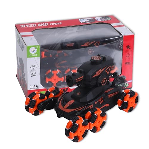 FUNFY 1:16 Scale 6 Wheels Climbing and Shooting Stunt RC Car | Black | with 6 Wheels for 45 Degree Drive, Fog Effect, Obstacle Crossing, 4WD and Rechargeable Battery for Kids and Gifting FUNFY 1:16 Scale 6 Wheels Climbing and Shooting Stunt RC Car | Black | with 6 Wheels for 45 Degree Drive, Fog Effect, Obstacle Crossing, 4WD and Rechargeable Battery for Kids and Gifting von FUNFY
