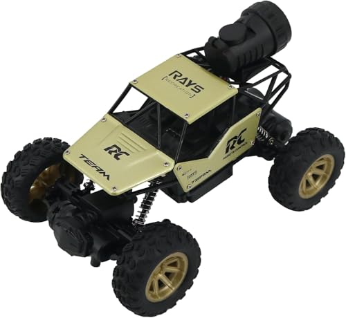 FUNFY 1:18 Rock Crawler RC Toy Car with 4WD | Black | with 4 Soft Suspensions, Dual Motor, Lightning Mist Spray, Better gripping Tyres, Aluminium Body and Rechargeable Battery |for Kids Gift von FUNFY