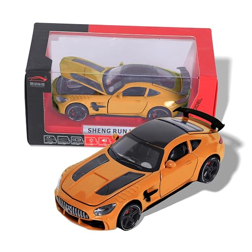 FUNFY Mercedes Benz AMG GT 1:32 Scale Scalable Car | Assorted | Plastic and Metal | Openable Doors, Bonnet & Tailgate with LED | Music for Immersive Playing Experience | for Kids von FUNFY