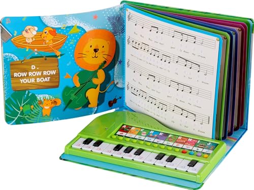 Funkey Leuchttasten Keyboard für Kinder und Kleinkinder ab 3 Jahren – Bebildertes Musikbuch zum Mitsingen und Mitspielen mit 10 Liedern und 10 Sounds – Musik Spielzeug Instrument von FUNKEY