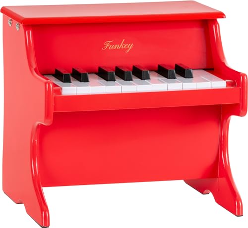 Funkey MP-18 MkII Mini Spielzeug Piano - Metallophon in Klavier Optik - 18 Tasten ideal für kleine Kinderhände - Kinderklavier für Kinder ab 3 Jahren - Rot von FUNKEY