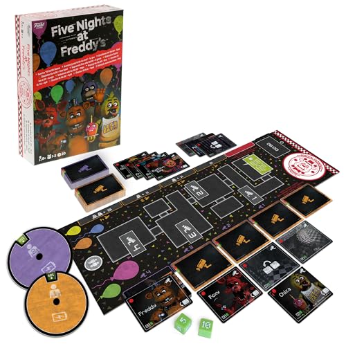 FUNKO GAMES - Five Nights at Freddy's - Überlebe bis 06:00 - das Spiel, Gruseliges Strategisches Brettspiel für Erwachsene & Kinder ab 8 Jahren, Brettspiel mit Freddy Fazbear, 1 bis 2 Spieler von FUNKO GAMES