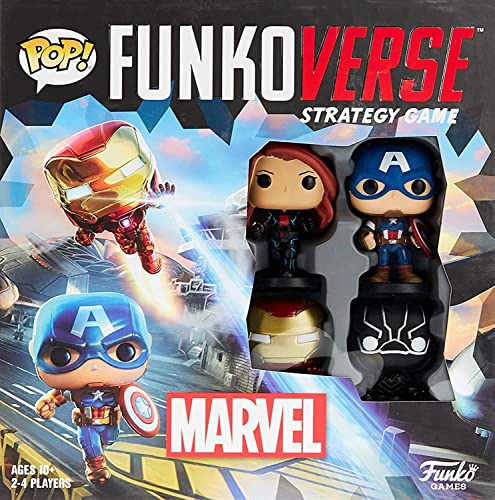 Funko Games Funkoverse Marvel 100 4er-Pack – Thanos – Captain America, Black Widow, Iron Man und Black Panther – 7,6 cm Pop! - Leichtes Strategie-Brettspiel für Kinder und Erwachsene (ab 10 Jahren) – von FUNKO GAMES