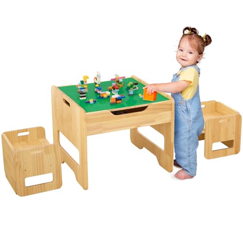 FUNLIO 2-in-1 Holz-Aktivitätstisch & 2 Stühle für Kinder ab 3 Jahren, höhenverstellbarer Spieltisch mit 450 Bausteinen und großem Stauraum, Kindertische und Stühle für Spielen/Lernen, CPC zertifiziert FUNLIO 2-in-1 Holz-Aktivitätstisch & 2 Stühle für Kinder ab 3 Jahren, höhenverstellbarer Spieltisch mit 450 Bausteinen und großem Stauraum, Kindertische und Stühle für Spielen/Lernen, CPC zertifiziert von FUNLIO