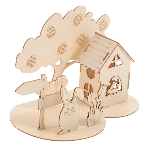 FUNNETOYU 1 Satz 3D-Puzzle-Kaninchen holzspielzeug Holzbausatz für Tierpuzzle für Ostereier Puzzle DIY Osterdeko Puzzlematte 3D-Osterpuzzle aus Holz Lernpuzzlespielzeug von FUNNETOYU