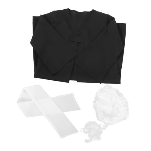 FUNNETOYU 1 Satz Anwaltsuniform-perückenset Richterkopfbedeckung Unter Richter-outfit Richterperücke Für Karrierekostüm Für Zubehör Männer Richter-anwalt-kostüm Black Polyester FUNNETOYU 1 Satz Anwaltsuniform-perückenset Richterkopfbedeckung Unter Richter-outfit Richterperücke Für Karrierekostüm Für Zubehör Männer Richter-anwalt-kostüm Black Polyester von FUNNETOYU