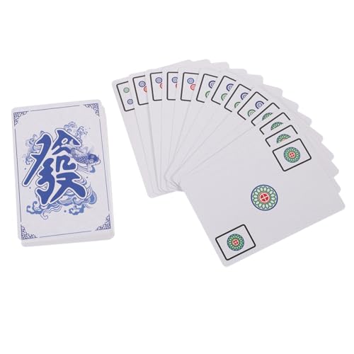 FUNNETOYU 1 Satz Chinesisches Mahjong Kartenset Tragbares Mahjong Kartenset für Reisen und Partys mit Bunten Mustern für Zuhause Outdoor und Camping von FUNNETOYU