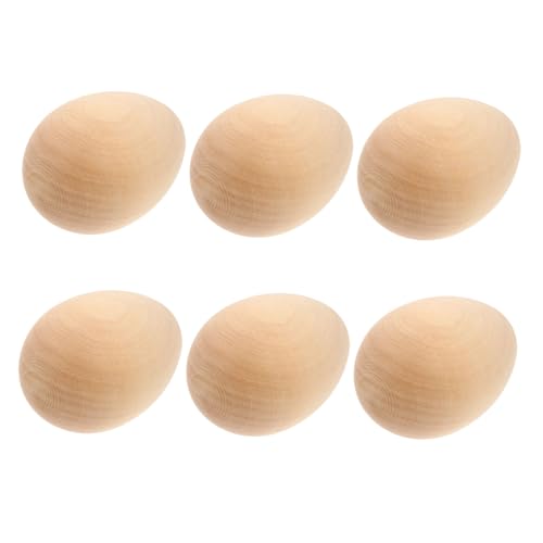 FUNNETOYU 1 Satz Eier Aus Massivholz Ornamente Party Bunt Für Vor Ostereier Osterei Selber Machen Unfertige Holzeier Leeres Osterei Unbemaltes Osterei Hölzern von FUNNETOYU